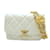 Chanel Bolsa acolchoada com aba de corrente CC Coin Branco Couro Pele de cordeiro  ref.1222631