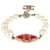 Chanel Faux Pearl & Red Gripoix CC Bracelet  ref.1222834