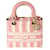 Christian Dior Pink Canvas Medium D-Stripes Lady D-Lite Rosa Beige Panno  ref.1222844