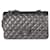 Chanel 09Una borsa con patta classica foderata media in pelle di agnello grigia metallizzata Grigio  ref.1222988