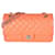 Borsa media con patta foderata classica Chanel in pelle di agnello trapuntata arancione  ref.1223679
