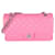 Borsa con patta classica foderata media Chanel in pelle di agnello trapuntata rosa  ref.1223680