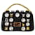 Fendi Micro Baguette-Tasche aus schwarzem Leder und großen Strasssteinen  ref.1223723