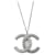 Chanel 2016 Silberfarbener CC-Strass-Anhänger an einer Kette  ref.1223803