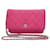 Wallet On Chain Carteira Chanel em corrente Rosa Couro  ref.1224321