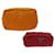 Pochette Prada en nylon 2Définir rouge marron Auth bs11522  ref.1224806