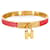 Hermès Pulseira de couro vermelho Kelly Vintage H Lock Banhado a ouro  ref.1225174
