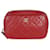 Chanel Red Quilted Lambskin Small Curvy Pouch Cosmetic Case Leather  ref.1225182