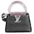 Louis Vuitton Mini Capucines Python Rose Taurillon Noir Argent Acier  ref.1225187