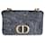 Christian Dior Navy Floral Denim Medium Caro Chain Bag Blue Cloth  ref.1225222