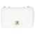 Chanel Mini bolsa com aba única de lantejoulas brancas Branco  ref.1225324