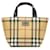 Burberry - Mini sac à main marron à carreaux House Toile Tissu Beige  ref.1225723
