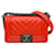 Bolso pequeño rojo con solapa Chevron Boy de Chanel Roja Cuero  ref.1227865