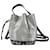 MCM Studded Metallic Effect Calf Hair Bucket Bag Rivets Small Silvery  ref.1228176