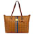 MCM Top Zip Shopper Bag Tasche Handtasche Henkeltasche Cognac Stripe Medium Logo  ref.1228758