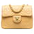 Rabat simple en cuir d'agneau classique mini carré jaune Chanel  ref.1228797