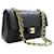 Chanel Classic gefütterte Klappe 9"Chain Shoulder Bag Black Lambskin Schwarz Leder  ref.1229066