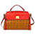 Bolsa crossbody de couro MCM Visetos Bolsa de ombro com logotipo vermelho conhaque estampado  ref.1229090
