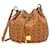 Bolsa de ombro com cordão de couro MCM Visetos com estampa de logotipo Conhaque  ref.1229119