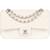 Bolso mediano con solapa y forro plateado con herrajes plateados de piel de cordero acolchada Chanel Blanco Cuero  ref.1229183