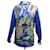 Hermès HERMES TOP TUNIC TWILL PRINTED SILK GRANDS FONDS BLUE L 42 SILK TOP  ref.1229552