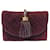 VINTAGE CHANEL HANDBAG WITH POMPOM IN BORDEAUX QUILTED SUEDE CLUCH BAG Dark red  ref.1229559