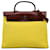 Hermès Hermes Yellow Toile Herbag Zip 31 Dark red Leather Cloth Pony-style calfskin Cloth  ref.1231246