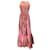 Autre Marque La linedJ Rosafarbenes Maxikleid aus Baumwollpopeline mit mehreren Blumenmustern und Gürtel Pink Baumwolle  ref.1232352