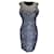 Autre Marque St. John Navy Blue / Grey Sleeveless Jacquard Knit Midi Dress Viscose  ref.1232369