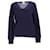 Maglione in lana con scollo a V essenziale da donna Tommy Hilfiger in lana blu navy  ref.1232504