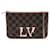 Louis Vuitton Brown Damier Ebene Pochette Double Zip Cloth  ref.1232867