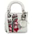 Dior White Micro Sequin Accented Lady Dior Bag Leather Pony-style calfskin  ref.1232878