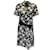 Lanvin River Black / White Printed Short Sleeved Midi Dress Silk  ref.1233441