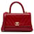 Coco Handle Bolso satchel pequeño Chanel rojo de piel de cordero con asa Chevron Coco Roja Cuero  ref.1234263