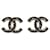 Chanel Black enamel large golden CC stud earrings Metal  ref.1234903