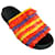 Marni Orange Multi Raffia Fringe Slide Sandals Multiple colors Leather  ref.1235544
