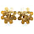 Chanel Gold CC Blumen-Ohrclips Golden Metall Vergoldet  ref.1236132