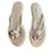 Cambon Chanel Flip-flop sandals with the iconic camellia. White sole French size 40.5 Silvery Leather  ref.1236467