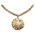 Chanel Gold CC Medaillon Anhänger Halskette Golden Metall Vergoldet  ref.1237611