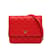Wallet On Chain Portefeuille carré rouge Chanel CC Caviar sur sac à bandoulière en chaîne Cuir  ref.1237990