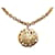 Goldene Chanel CC-Medaillon-Anhänger-Halskette Gelbes Gold  ref.1238234