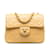 Bolsa Chanel Mini Quadrada Clássica Amarela em Pele de Cordeiro com Aba Única Bolsa Crossbody Amarelo Couro  ref.1238284