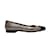 Silver & Black Chanel Cap-Toe Flats Size 39.5 Silvery Cloth  ref.1238307