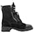 Botas de combate Chanel pretas em camurça e couro acolchoadas 38.5 Preto Lona  ref.1238337
