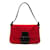 Red Fendi Mini Zucchino Canvas Mamma Shoulder Bag Leather  ref.1238392