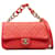 Chanel piccola pelle di agnello rossa elegante catena con patta singola Rosso Resina  ref.1238678