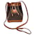 Céline Celine Nano Sac Seau Bucket Drawstring Crossbody Bag Brown Leather Cloth  ref.1238733