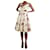 Prada Vestido midi de seda plissado com estampa floral creme - tamanho Reino Unido 6 Cru  ref.1238776
