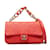 Bolso satchel pequeño con solapa y cadena elegante de piel de cordero Chanel rojo Roja Cuero  ref.1239004