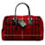 Burberry-Übernachttasche aus roter Wolle mit Hauskaromuster Schwarz Leder Kalbähnliches Kalb Tuch  ref.1239166